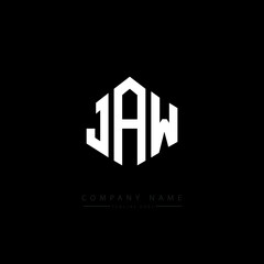 JAW letter logo design with polygon shape. JAW polygon logo monogram. JAW cube logo design. JAW hexagon vector logo template white and black colors. JAW monogram, JAW business and real estate logo. 