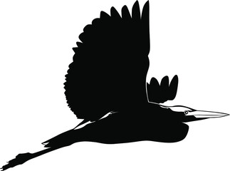 Obraz premium Black and white image of a flying heron vector illustration