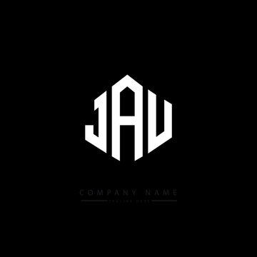 JAU letter logo design with polygon shape. JAU polygon logo monogram. JAU cube logo design. JAU hexagon vector logo template white and black colors. JAU monogram, JAU business and real estate logo. 