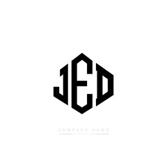 JED letter logo design with polygon shape. JED polygon logo monogram. JED cube logo design. JED hexagon vector logo template white and black colors. JED monogram, JED business and real estate logo. 