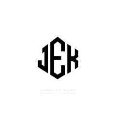 JEK letter logo design with polygon shape. JEK polygon logo monogram. JEK cube logo design. JEK hexagon vector logo template white and black colors. JEK monogram, JEK business and real estate logo. 