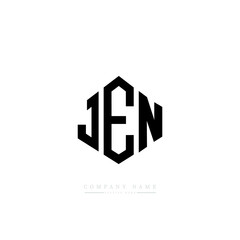 JEN letter logo design with polygon shape. JEN polygon logo monogram. JEN cube logo design. JEN hexagon vector logo template white and black colors. JEN monogram, JEN business and real estate logo. 
