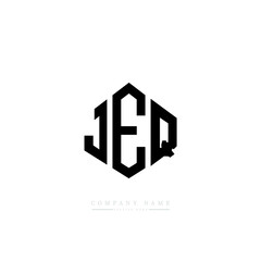 JEQ letter logo design with polygon shape. JEQ polygon logo monogram. JEQ cube logo design. JEQ hexagon vector logo template white and black colors. JEQ monogram, JEQ business and real estate logo. 
