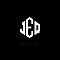 JEQ letter logo design with polygon shape. JEQ polygon logo monogram. JEQ cube logo design. JEQ hexagon vector logo template white and black colors. JEQ monogram, JEQ business and real estate logo. 
