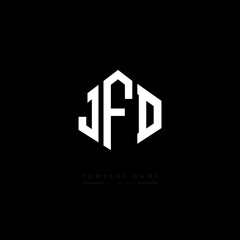JFD letter logo design with polygon shape. JFD polygon logo monogram. JFD cube logo design. JFD hexagon vector logo template white and black colors. JFD monogram, JFD business and real estate logo. 