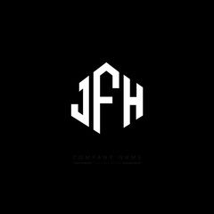 JFH letter logo design with polygon shape. JFH polygon logo monogram. JFH cube logo design. JFH hexagon vector logo template white and black colors. JFH monogram, JFH business and real estate logo. 