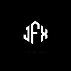 JFX letter logo design with polygon shape. JFX polygon logo monogram. JFX cube logo design. JFX hexagon vector logo template white and black colors. JFX monogram, JFX business and real estate logo. 