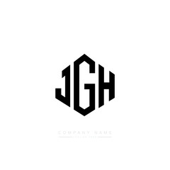 Fototapeta premium JGH letter logo design with polygon shape. JGH polygon logo monogram. JGH cube logo design. JGH hexagon vector logo template white and black colors. JGH monogram, JGH business and real estate logo. 