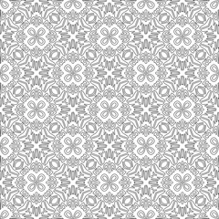 Schilderijen op glas Vector pattern with symmetrical elements . Modern stylish abstract texture. Repeating geometric tiles from striped elements.Black and white pattern. © t2k4