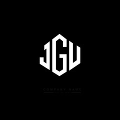 JGU letter logo design with polygon shape. JGU polygon logo monogram. JGU cube logo design. JGU hexagon vector logo template white and black colors. JGU monogram, JGU business and real estate logo. 