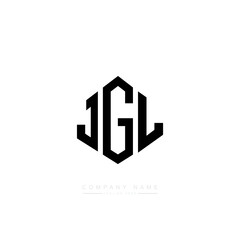 Fototapeta premium JGL letter logo design with polygon shape. JGL polygon logo monogram. JGL cube logo design. JGL hexagon vector logo template white and black colors. JGL monogram, JGL business and real estate logo. 