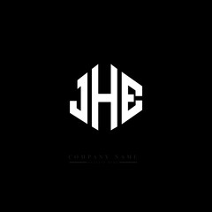 JHE letter logo design with polygon shape. JHE polygon logo monogram. JHE cube logo design. JHE hexagon vector logo template white and black colors. JHE monogram, JHE business and real estate logo. 