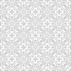 Vector pattern with symmetrical elements . Modern stylish abstract texture. Repeating geometric tiles from striped elements.Black and white pattern.