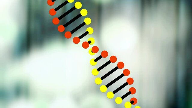 Animation of dna strand spinning on glowing background
