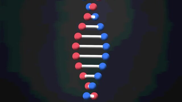 Animation of dna strand spinning on black background