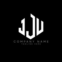 JJU letter logo design with polygon shape. JJU polygon logo monogram. JJU cube logo design. JJU hexagon vector logo template white and black colors. JJU monogram, JJU business and real estate logo. 