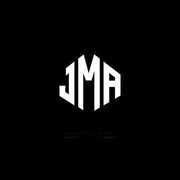 JMA letter logo design with polygon shape. JMA polygon logo monogram. JMA cube logo design. JMA hexagon vector logo template white and black colors. JMA monogram, JMA business and real estate logo. 