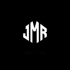 Fototapeta premium JMR letter logo design with polygon shape. JMR polygon logo monogram. JMR cube logo design. JMR hexagon vector logo template white and black colors. JMR monogram, JMR business and real estate logo. 
