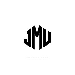 JMU letter logo design with polygon shape. JMU polygon logo monogram. JMU cube logo design. JMU hexagon vector logo template white and black colors. JMU monogram, JMU business and real estate logo. 
