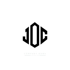 JOC letter logo design with polygon shape. JOC polygon logo monogram. JOC cube logo design. JOC hexagon vector logo template white and black colors. JOC monogram, JOC business and real estate logo. 