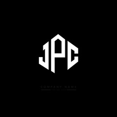 JPC letter logo design with polygon shape. JPC polygon logo monogram. JPC cube logo design. JPC hexagon vector logo template white and black colors. JPC monogram, JPC business and real estate logo. 