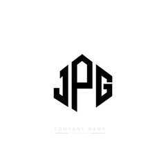 JPG letter logo design with polygon shape. JPG polygon logo monogram. JPG cube logo design. JPG hexagon vector logo template white and black colors. JPG monogram, JPG business and real estate logo. 