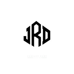 JRD letter logo design with polygon shape. JRD polygon logo monogram. JRD cube logo design. JRD hexagon vector logo template white and black colors. JRD monogram, JRD business and real estate logo. 