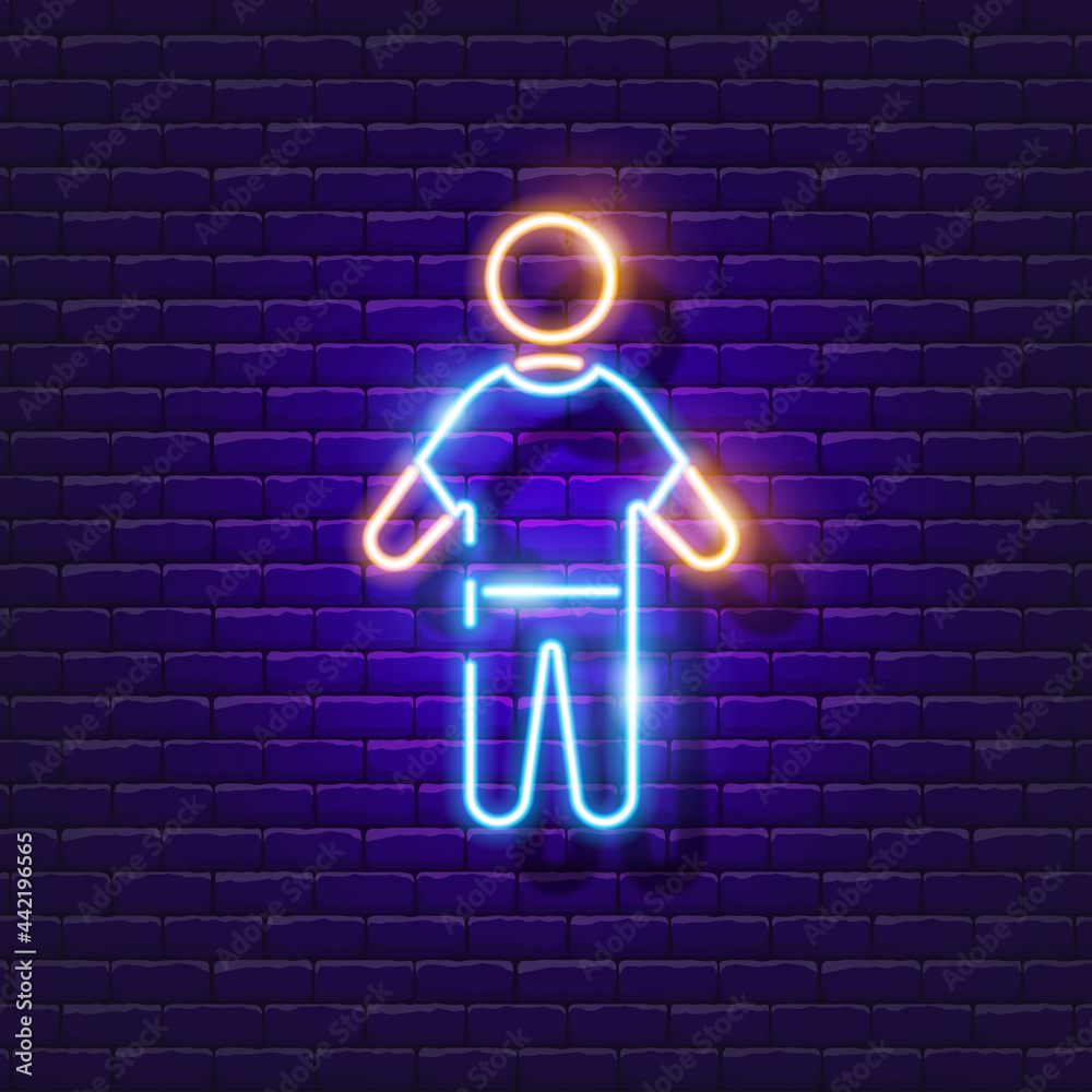 Wall mural Pupil neon sign. Boy, man glowing icon. School concept. Vector illustration for design