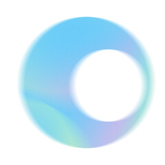 Grainy gradient round shape. Abstract Neon textured pastel blue and purple noise geometric shape on white.