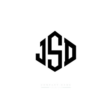 JSD letter logo design with polygon shape. JSD polygon logo monogram. JSD cube logo design. JSD hexagon vector logo template white and black colors. JSD monogram, JSD business and real estate logo. 