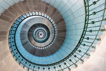 Stairs spiral inside the lighthouse - obrazy, fototapety, plakaty
