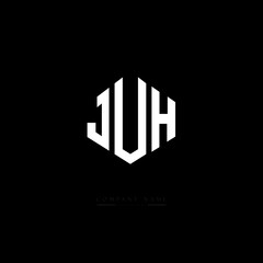 JUH letter logo design with polygon shape. JUH polygon logo monogram. JUH cube logo design. JUH hexagon vector logo template white and black colors. JUH monogram, JUH business and real estate logo. 