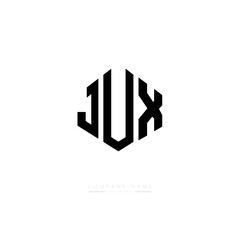 JUX letter logo design with polygon shape. JUX polygon logo monogram. JUX cube logo design. JUX hexagon vector logo template white and black colors. JUX monogram, JUX business and real estate logo. 