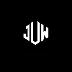 JUW letter logo design with polygon shape. JUW polygon logo monogram. JUW cube logo design. JUW hexagon vector logo template white and black colors. JUW monogram, JUW business and real estate logo. 