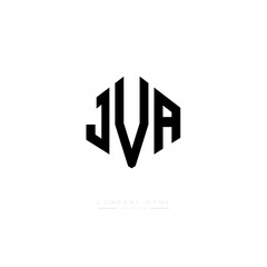 JVA letter logo design with polygon shape. JVA polygon logo monogram. JVA cube logo design. JVA hexagon vector logo template white and black colors. JVA monogram, JVA business and real estate logo. 