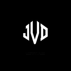 Fototapeta premium JVD letter logo design with polygon shape. JVD polygon logo monogram. JVD cube logo design. JVD hexagon vector logo template white and black colors. JVD monogram, JVD business and real estate logo. 
