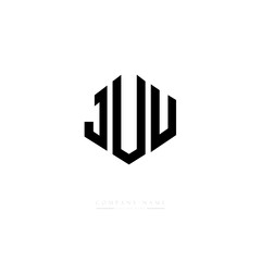 JUU letter logo design with polygon shape. JUU polygon logo monogram. JUU cube logo design. JUU hexagon vector logo template white and black colors. JUU monogram, JUU business and real estate logo. 