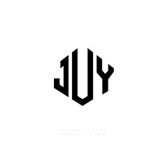 JUY letter logo design with polygon shape. JUY polygon logo monogram. JUY cube logo design. JUY hexagon vector logo template white and black colors. JUY monogram, JUY business and real estate logo. 
