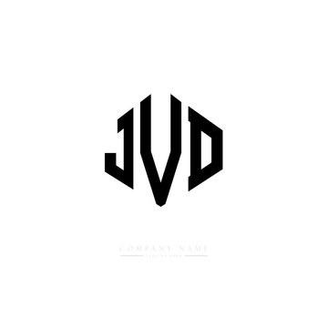 JVD letter logo design with polygon shape. JVD polygon logo monogram. JVD cube logo design. JVD hexagon vector logo template white and black colors. JVD monogram, JVD business and real estate logo. 
