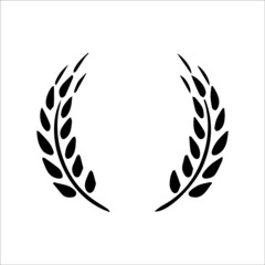 Fototapeta premium Wheat wreaths and grain spikes set icons