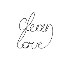 Abstract Text Clear Love Romantic Lineart Hand Drawn Sketch Contour Black Continuous One Doodle Vector Design Style