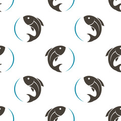 seamless pattern with fish on white background