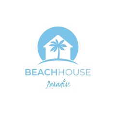 beach house real estate negative space logo
