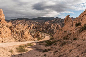 Fototapeta na wymiar incredible arid mountainous landscape - Quebrada de las Flechas - Salta Argentina