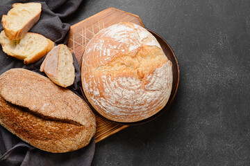 Fresh bread on dark background