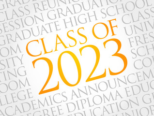 CLASS OF 2023 word cloud collage, education concept background