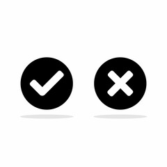 Check and wrong marks, Tick and cross marks, Accepted/Rejected, Approved/Disapproved, Yes/No, Right/Wrong, Green/Red, Correct/False, Ok/Not Ok - vector mark symbols. White outline design. Isolated ico