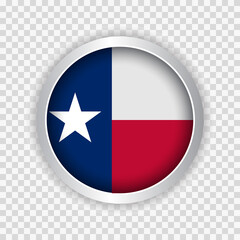 Flag of State of Texas of USA on round button on transparent background