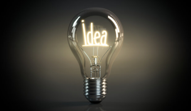 Idea concept - shining light bulb - 3D illustration