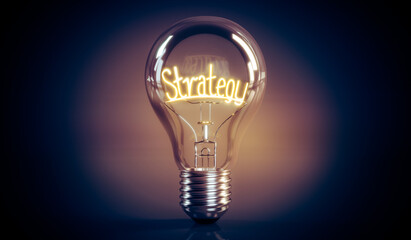 Strategy concept - shining light bulb - 3D illustration